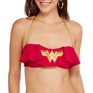 Wonder Woman Bandeau Bikini Top wi/ Ruffle overlay